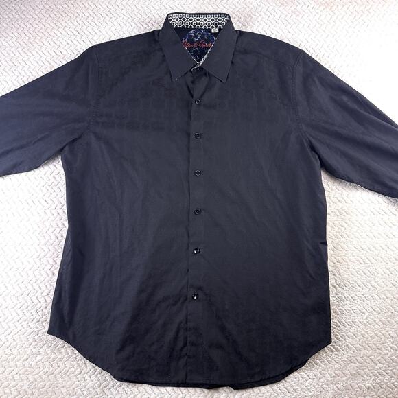 Robert Graham Knowledge Wisdom Truth Men Black Textured Button Up Shirt Sz XL - Picture 3 of 16